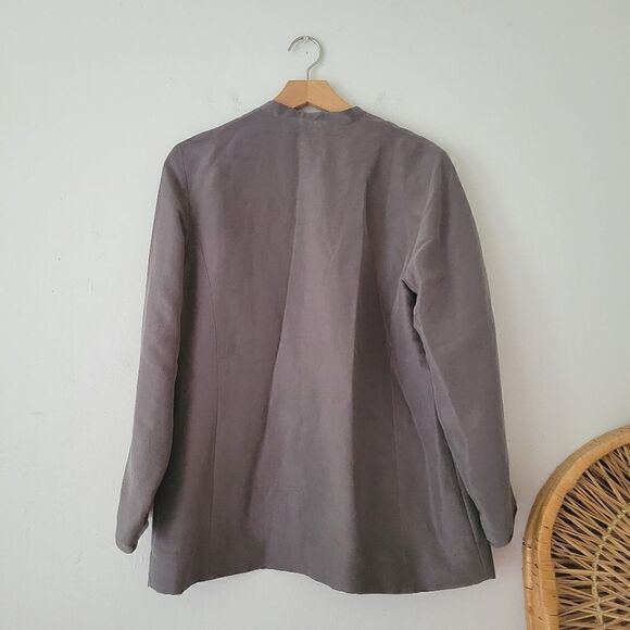 Eileen Fisher NWT Gray Dupioni Silk Jacket Small - Picture 3 of 14